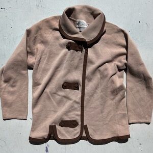 Women's Vintage Knitalia Sweater Beige Solid 14 Italy Imported Mod 50s Classic